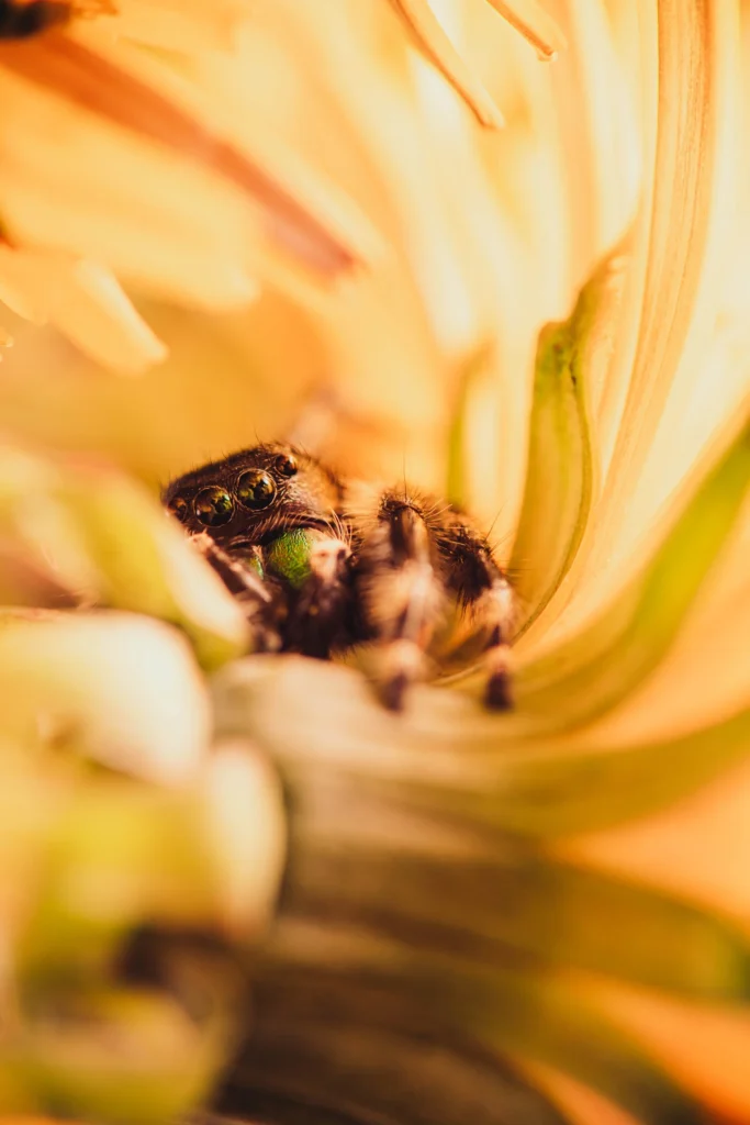 Jumping spider on a dandelion.