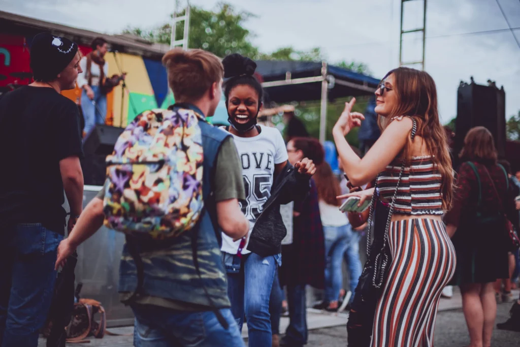 People dancing at Deeproots Festival.