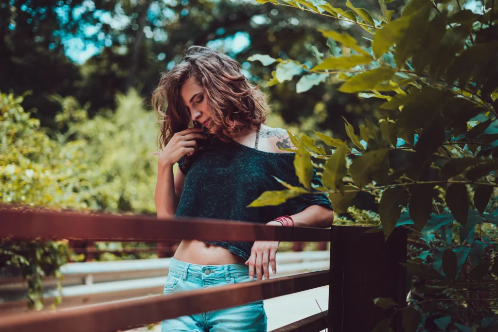 Woman posing outdoors.