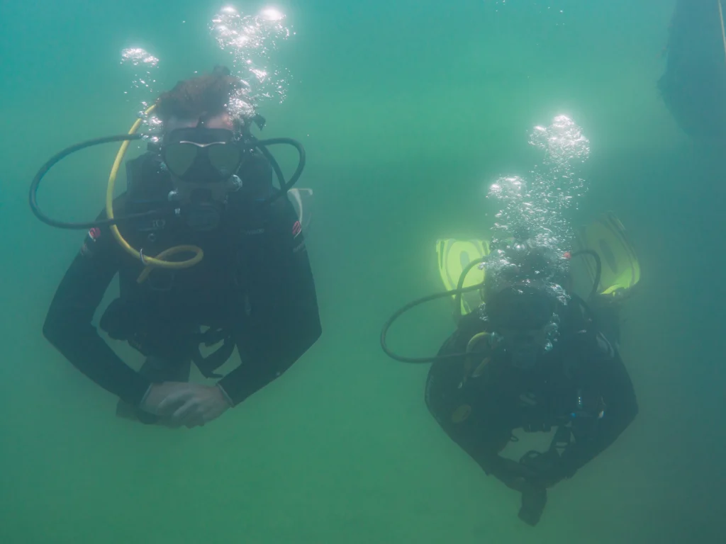 Underwater photo of scuba divers.